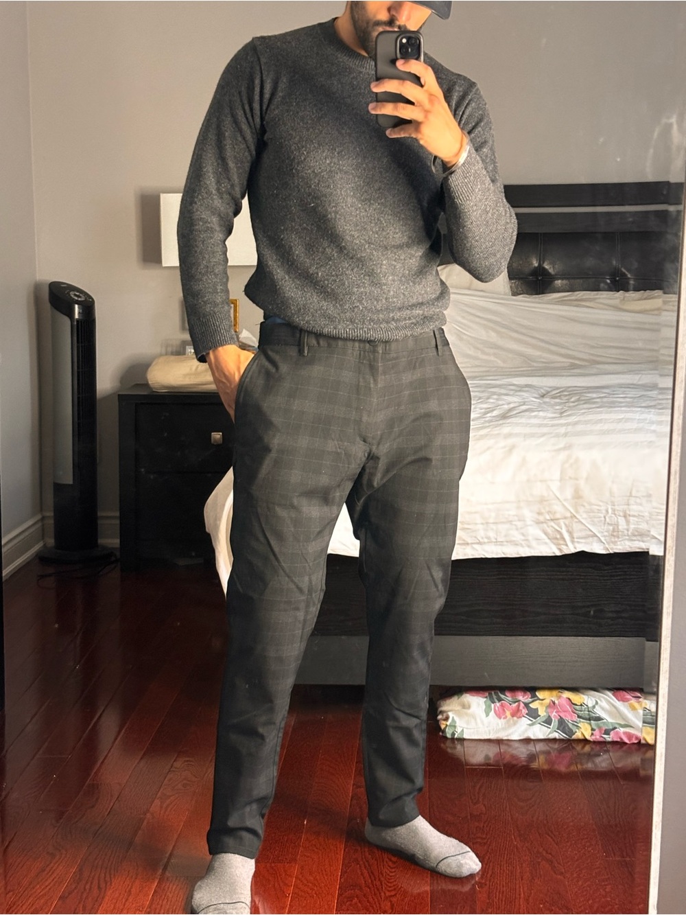 Zara Black Charcoal Plaid Trousers